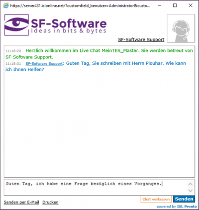 Support Chat: Verbindung wird aufgebaut