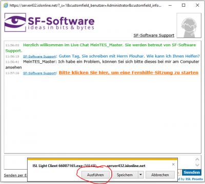 Download/Start der Fernhilfe-Datei